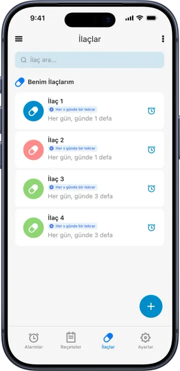 MobilTarif® İlaçlar ekranı: ilaç listesi ve kullanım sıklığı
